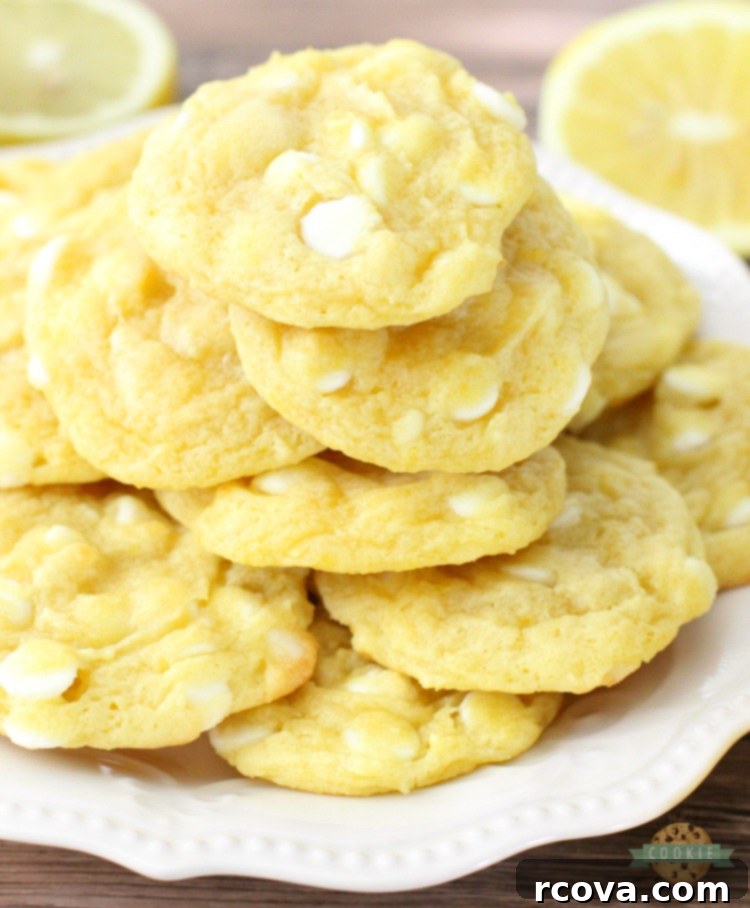 Spring Cookie Delights 8 White Chocolate Chip Lemon Cookies with pudding mix for flavor and texture.
