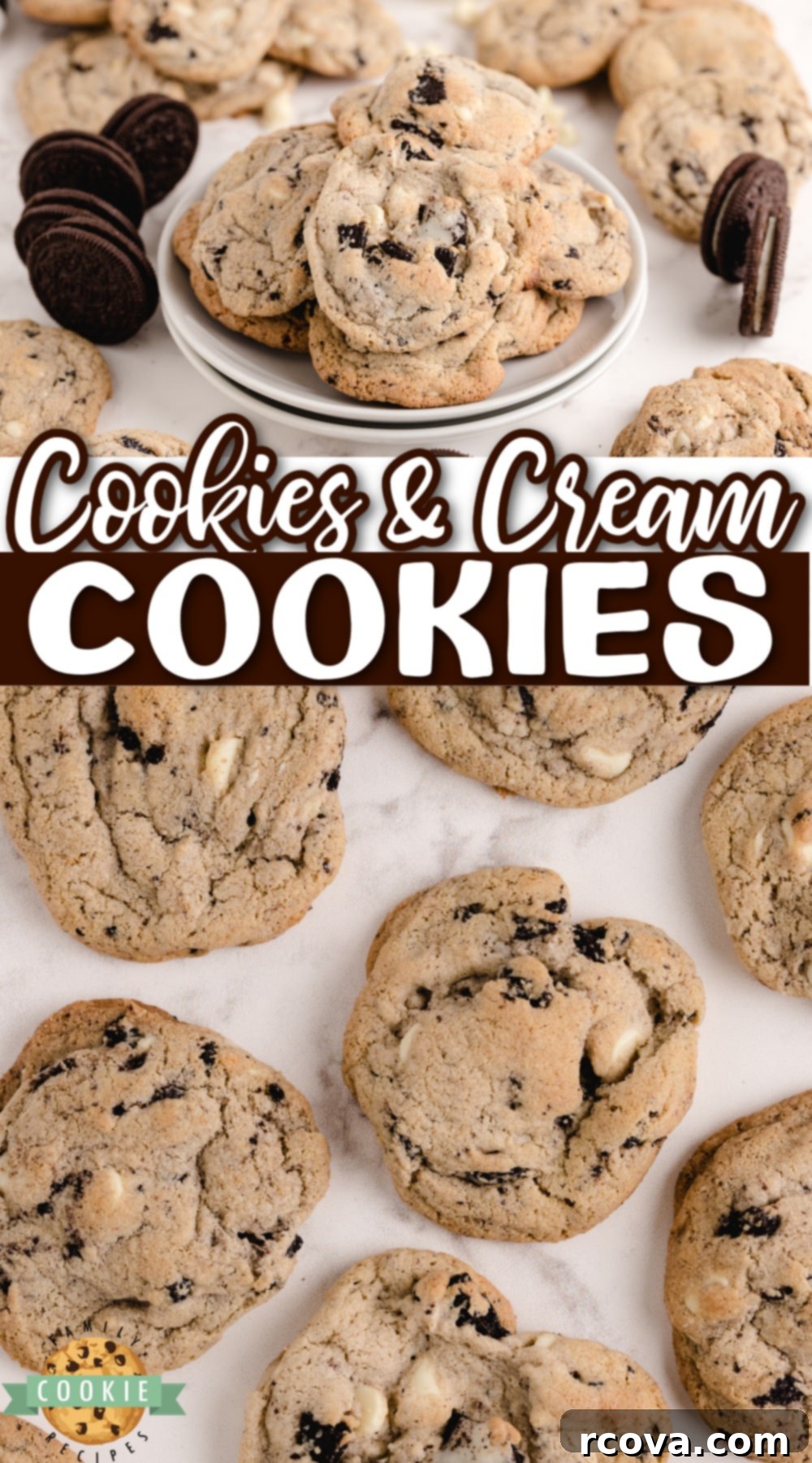 Cookies and Cream Crumble Cookies 14 A stunning final image of a plate of Cookies & Cream Cookies, highlighting their soft, chewy texture and the irresistible combination of Oreo pudding mix and crushed Oreo cookies.