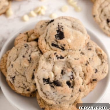 Cookies and Cream Crumble Cookies 9 A bowl filled with freshly baked cookies and cream cookies, ready to be enjoyed.