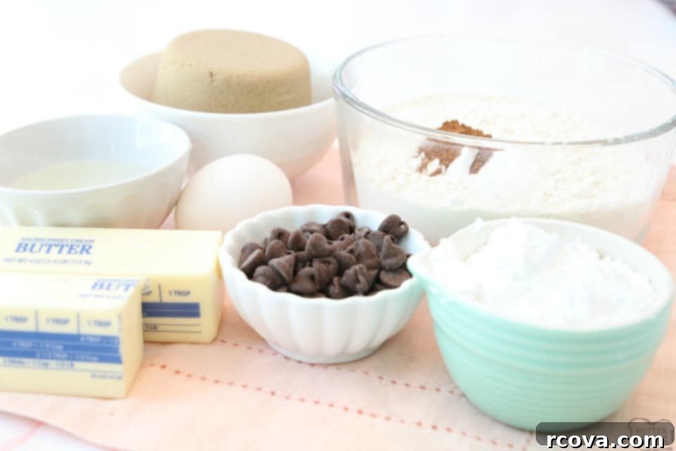 Cozy Cinnamon Chocolate Crinkles 4 Ingredients for Cinnamon Chocolate Crinkle Cookies laid out on a table