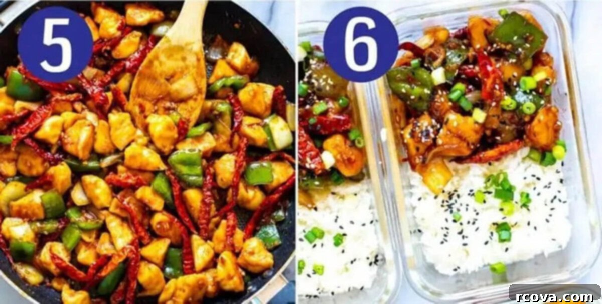 Signature Chilli Chicken 7 Steps 5 and 6 for making chilli chicken: Toss everything together and serve.