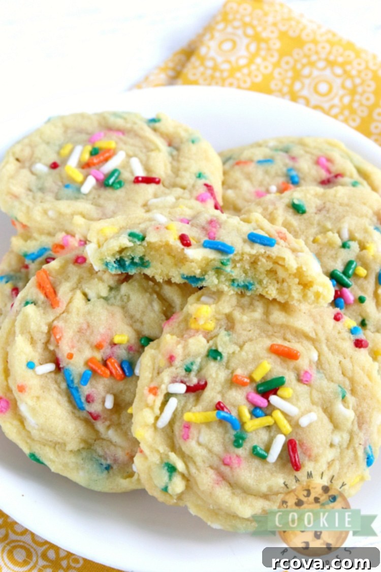 Funfetti Birthday Cake Cookies 2 Soft and chewy Birthday Cake Cookies with colorful sprinkles, tasting like vanilla birthday cake