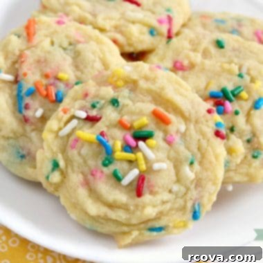 Funfetti Birthday Cake Cookies 7 Birthday Cake Cookies are soft vanilla cookies with lots of sprinkles! This simple cookie recipe tastes like your favorite birthday cake in cookie form.