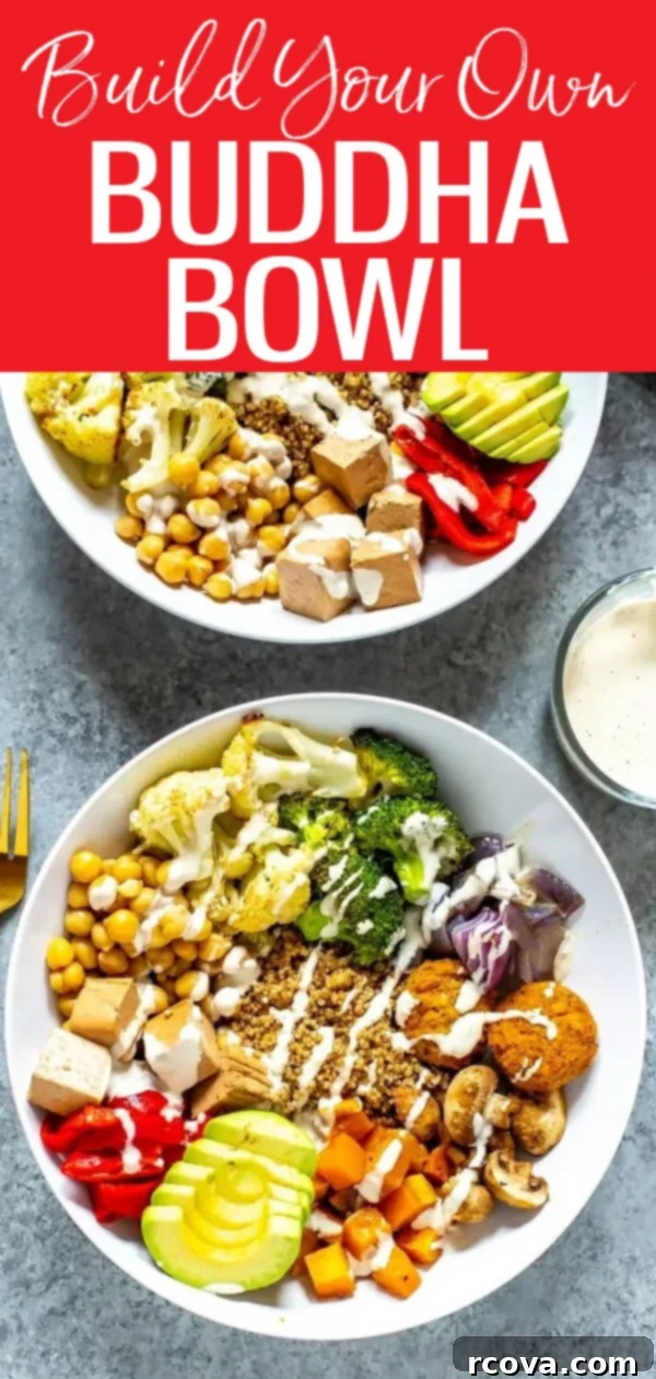Create Your Perfect Buddha Bowl 10 Build Your Own Buddha Bowl with delicious fresh veggies that are roasted on a sheet pan. You'll love the homemade tahini dressing! #vegetarianrecipes #buddhabowls