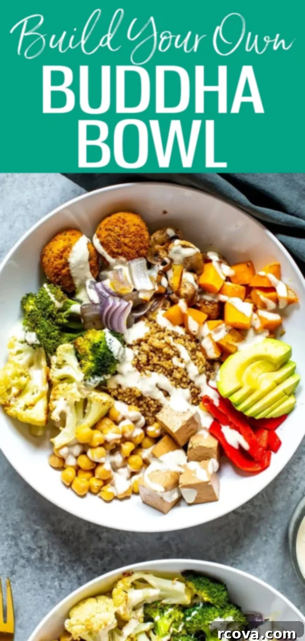 Create Your Perfect Buddha Bowl 11 Build Your Own Buddha Bowl with delicious fresh veggies that are roasted on a sheet pan. You'll love the homemade tahini dressing! #vegetarianrecipes #buddhabowls