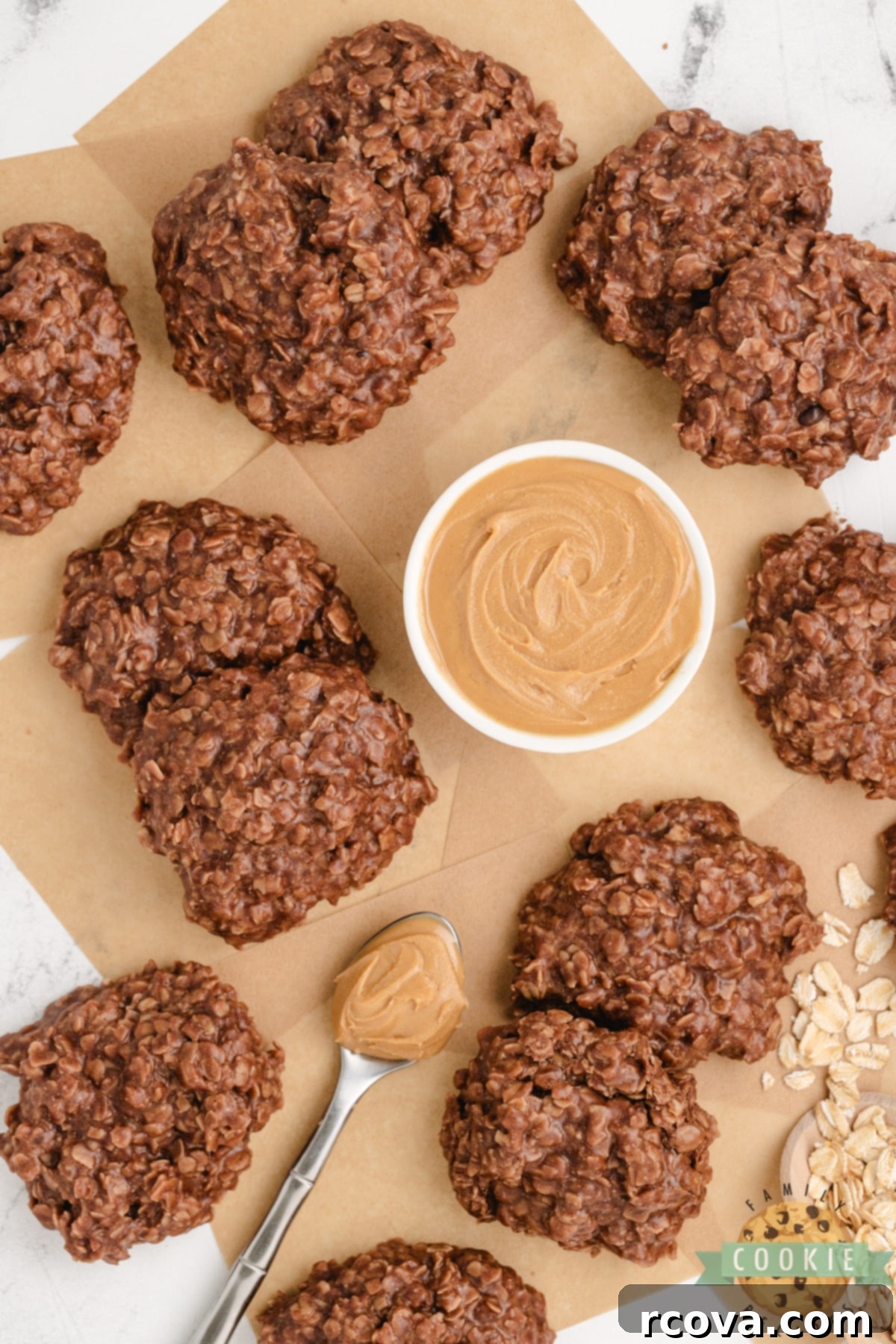 Instant Microwave Cookies 12 No bake cookies made with peanut butter, chocolate, and oats.