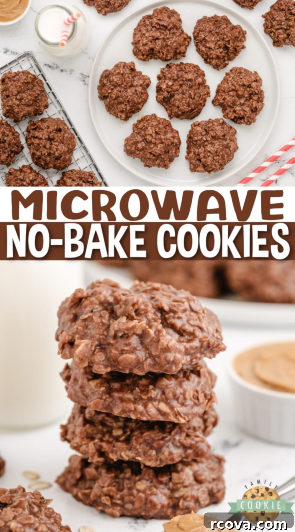 Instant Microwave Cookies 15 Microwave No-Bake Cookies are made with only six ingredients in less than 10 minutes, and no stove is necessary. Delicious no-bake cookie recipe made with oats, peanut butter, and cocoa powder.