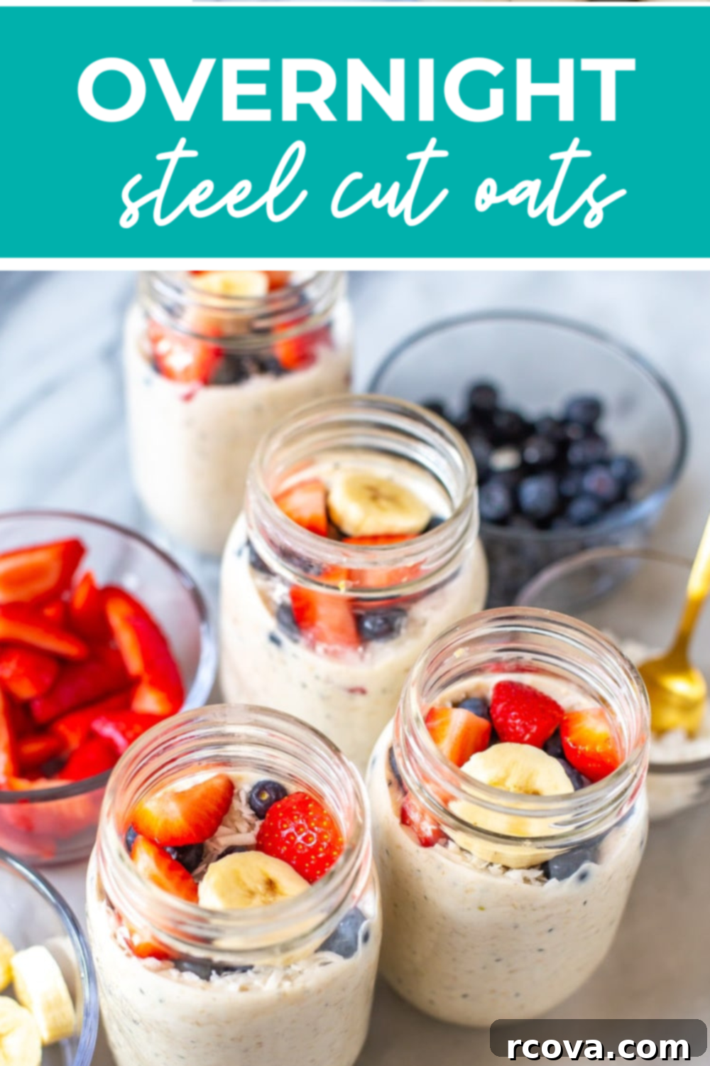 Effortless Morning Oats 12 Individual serving of Overnight Steel Cut Oats with fresh fruit.