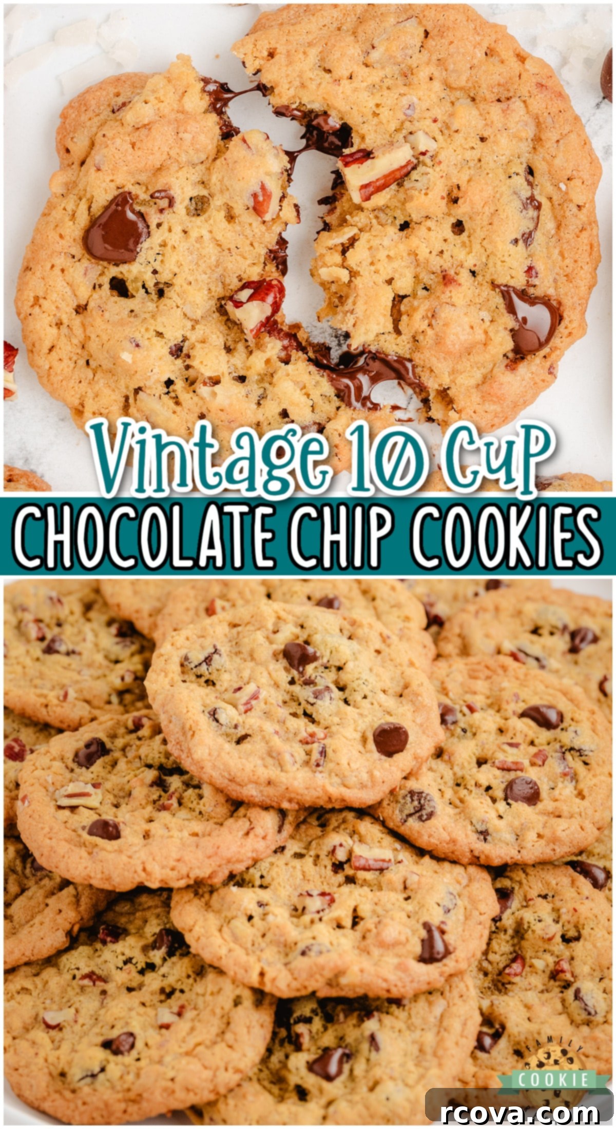 Ten-Cup Cookie Delights 9 10-cup Cookies are made with 1 cup each of a variety of ingredients - oats, peanut butter, pecans, coconut and more! These chocolate chip pecan cookies are fully loaded and so tasty!