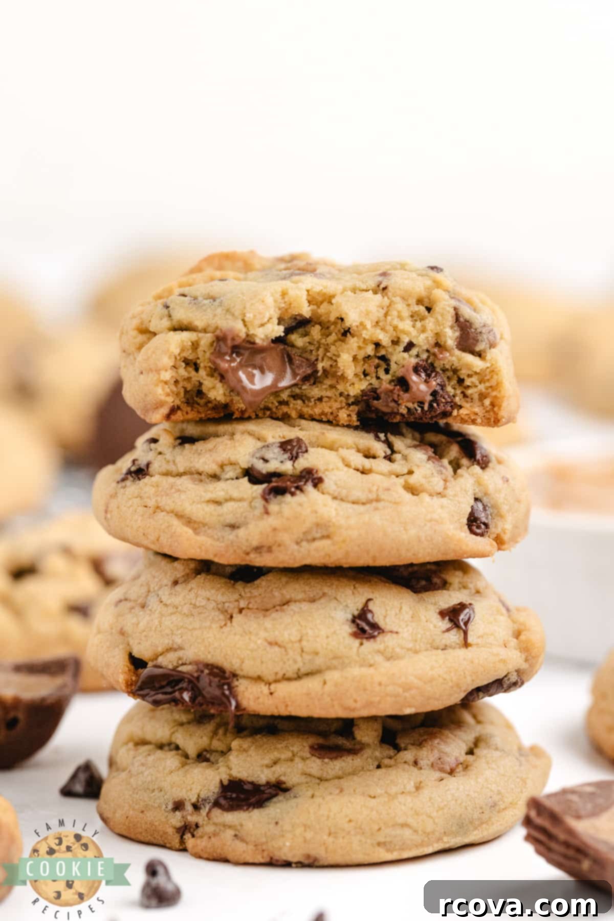 Reese's Peanut Butter Pudding Cookies 17 A stack of soft and delicious peanut butter cookies, enhanced with pudding mix, creating a perfectly chewy texture.