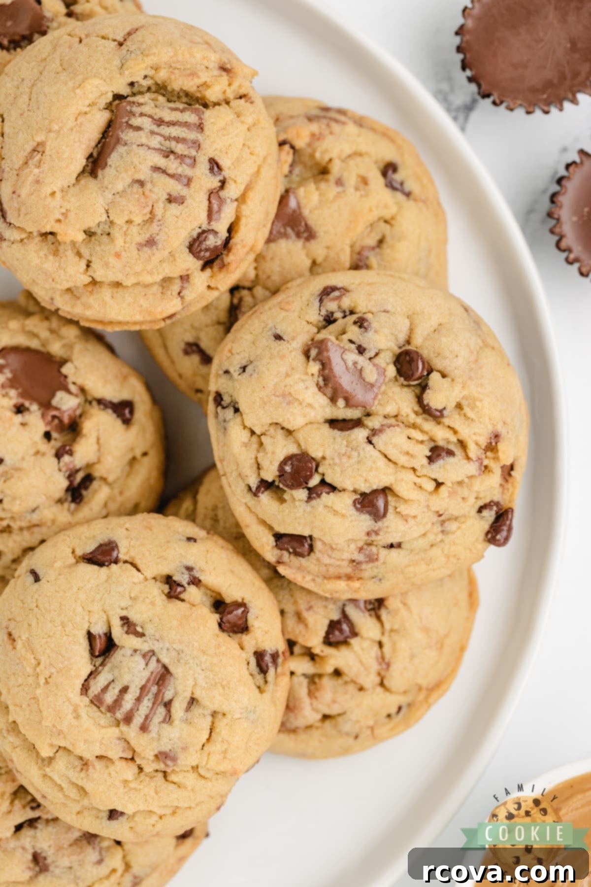 Reese's Peanut Butter Pudding Cookies 4 Close-up of soft and chewy peanut butter cookies, a perfect dessert or snack.