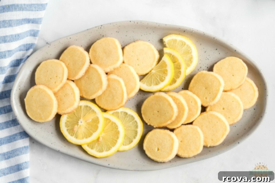 Effortless Lemon Zest Cookies 6 Baked Lemon Slice and Bake Shortbread Cookies on a cooling rack
