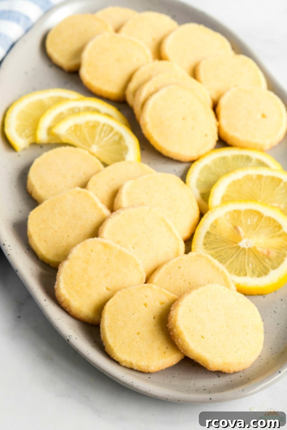 Effortless Lemon Zest Cookies 9 Plate of Lemon Slice and Bake Shortbread cookies ready to eat