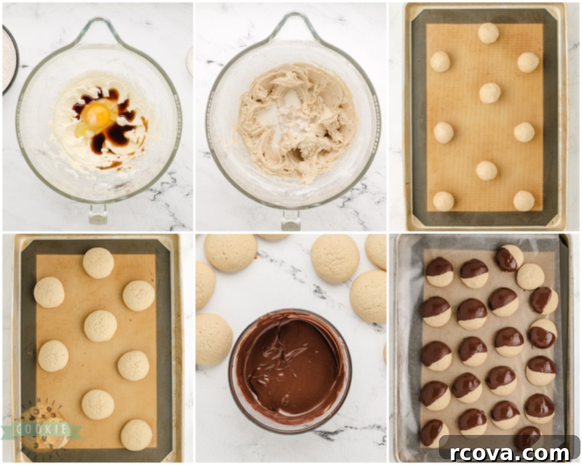 Chocolate-Kissed Vanilla Bliss 3 how to make chocolate dipped vanilla cookies step-by-step