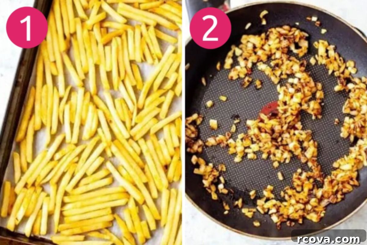 Make Your Own In-N-Out Animal Style Fries 5 Steps 1 and 2 for making animal style fries