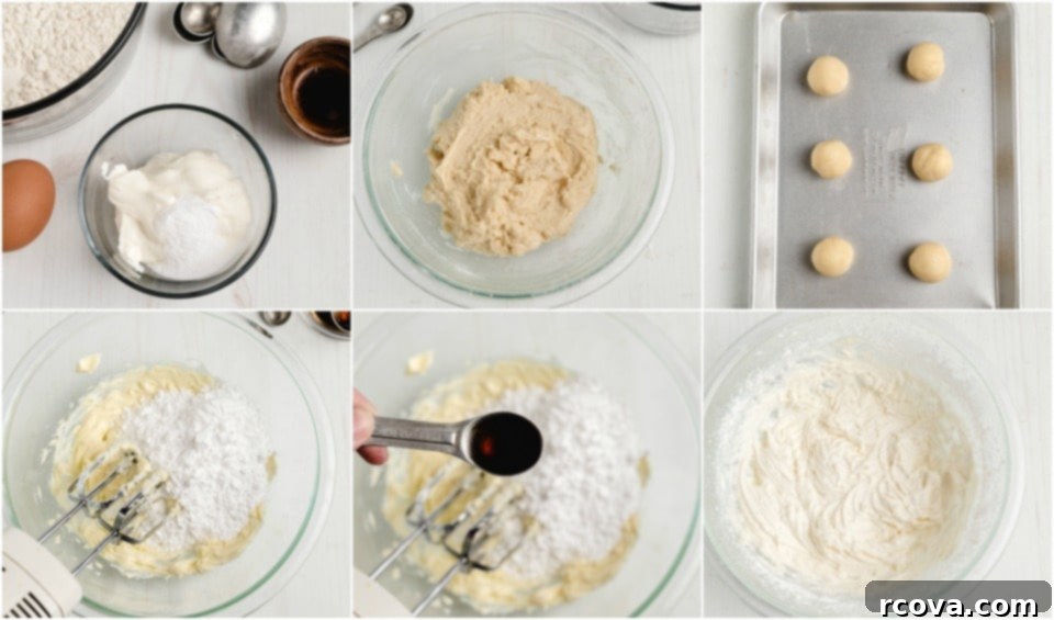 Soft and Tangy Sour Cream Sugar Cookies 4 Ingredients for fluffy sugar cookie frosting with butter, powdered sugar, milk, and vanilla