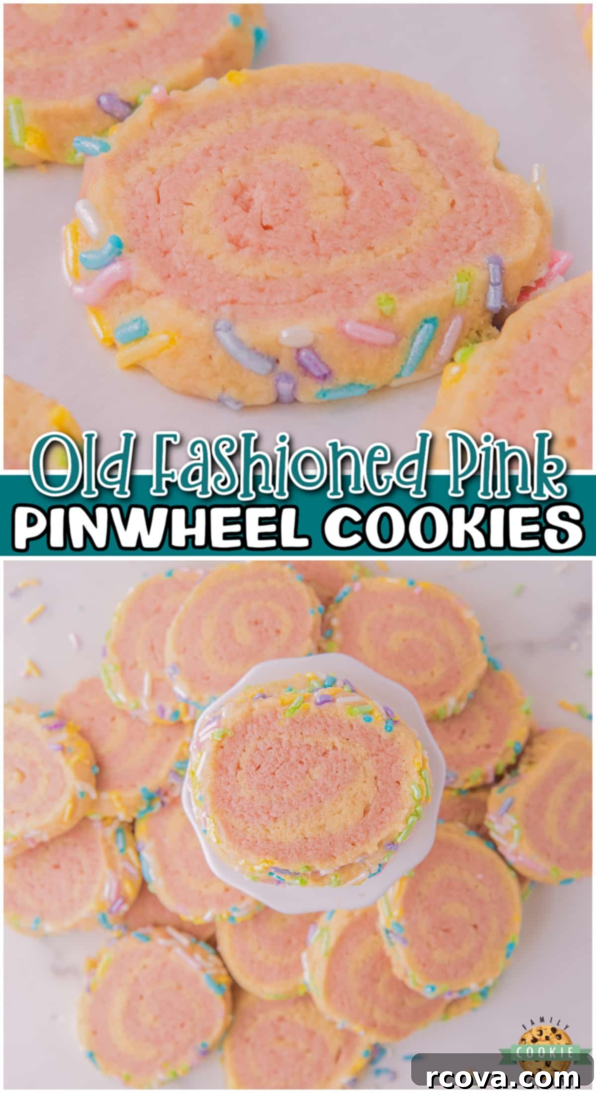 Timeless Pink Swirl Delights 6 Old Fashioned Pink Pinwheel Cookies are darling cookies with a swirl of pink & coated in sprinkles! Make pinwheel cookies for any party or special occasion!