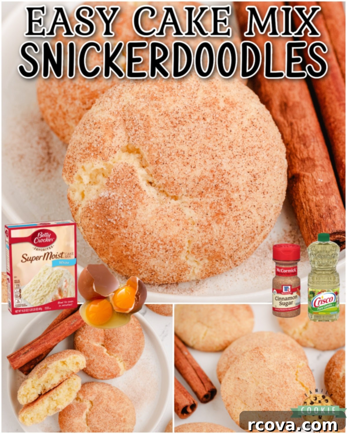 Effortless Cake Mix Snickerdoodles 7 Simple recipe for Cake Mix Snickerdoodles made with just 5 ingredients! Easy snickerdoodle recipe with fantastic cinnamon flavor & chewy texture!