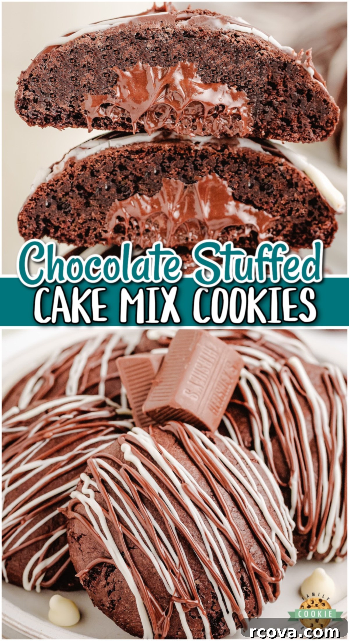 Chocolate Lava Cake Mix Cookies 9 Chocolate Stuffed Cake Mix Cookies are made with simple chocolate cake mix dough, encasing a chocolate nugget, with melted chocolate on top to create the ultimate triple chocolate cookies!