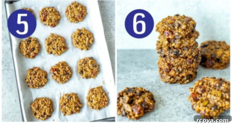 Wholesome Banana Oat Morning Fuel Cookies 7 Overhead shot of step 5 & 6  for banana oatmeal breakfast cookies