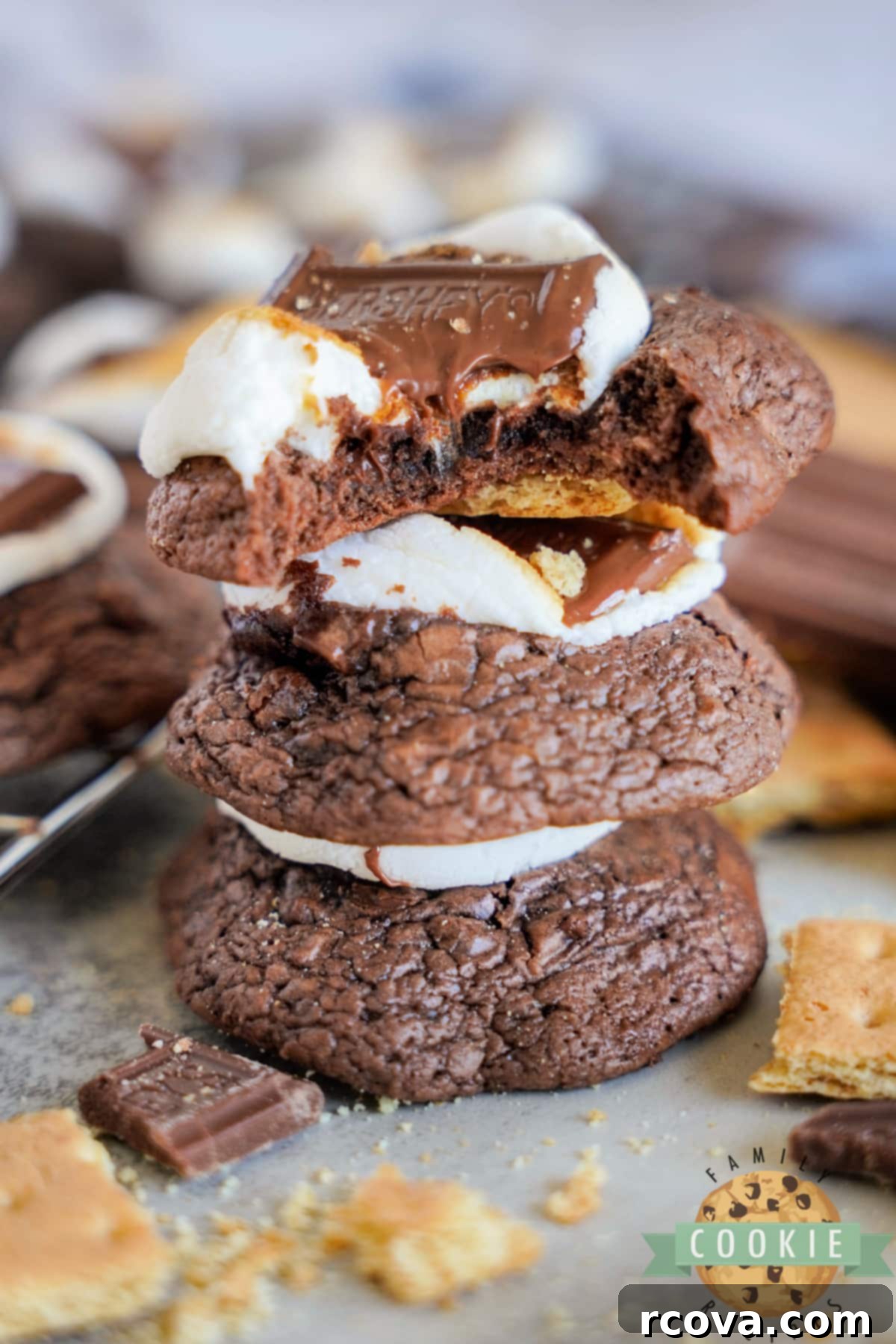 S'mores Brownie Cookies 2 S'mores Brownie Mix Cookies made with brownie mix, graham crackers, and marshmallows. A deliciously easy cookie recipe that tastes like your favorite summer treat!
