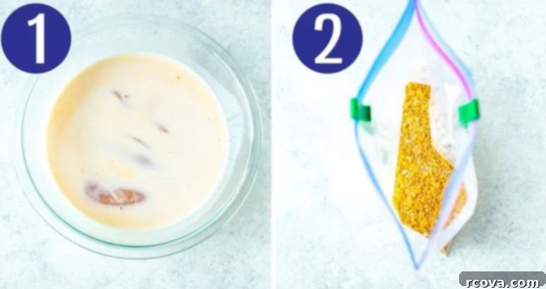 Wendys Fiery Chicken Crunch 5 Steps 1 and 2 for making Wendy's spicy chicken sandwich