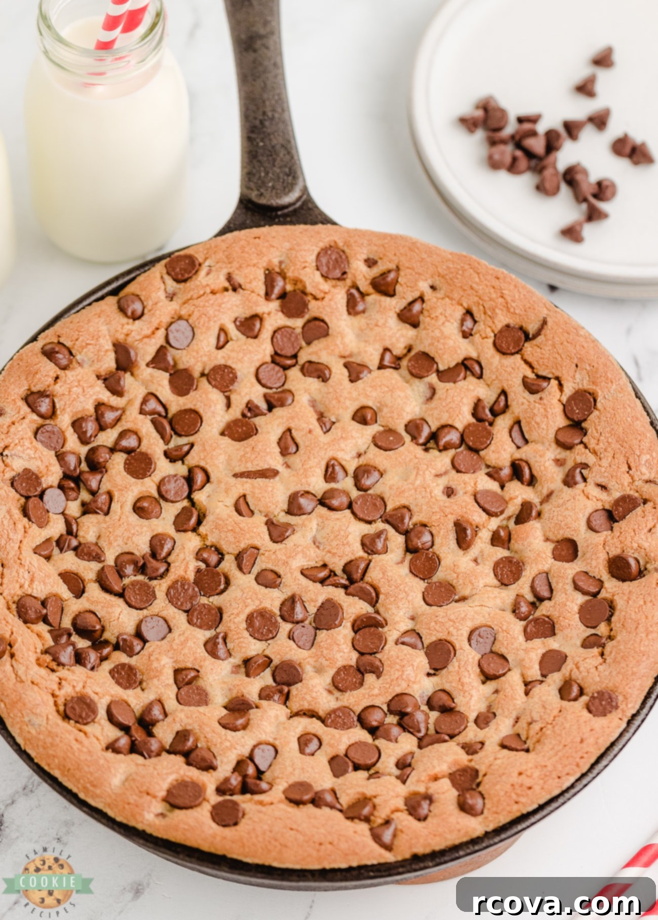 Cast Iron Cookie Indulgence 5 chocolate chip cookie baked in a cast iron skillet
