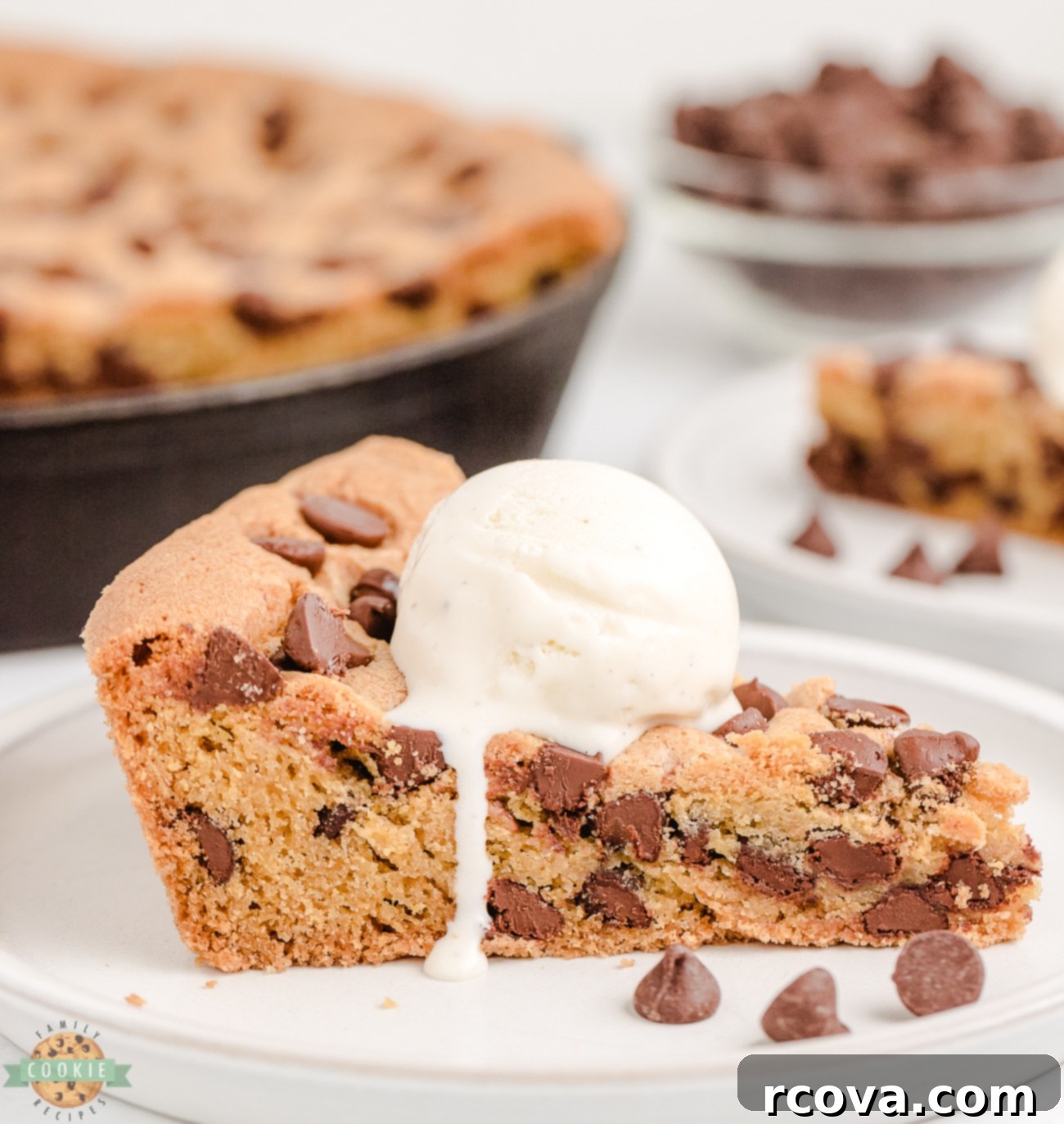 Cast Iron Cookie Indulgence 7 slice of skillet cookie with ice cream