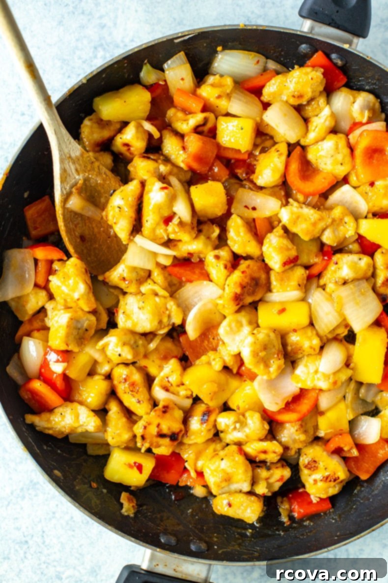 Copycat Panda Express Sweet Fire Chicken 9 Panda Express Sweetfire Chicken in a serving bowl, ready to be eaten.