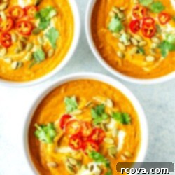 Velvety Spiced Pumpkin Curry Soup 9 Close-up of a bowl of Creamy Pumpkin Curry Soup