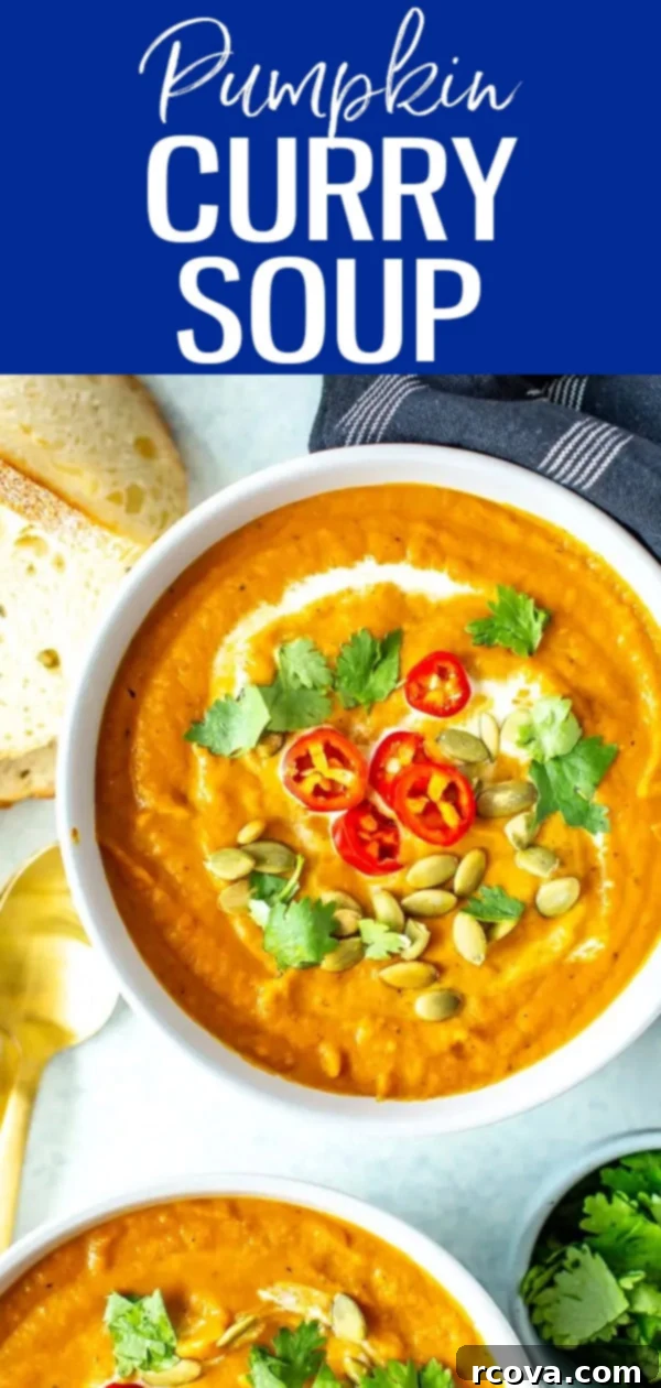 Velvety Spiced Pumpkin Curry Soup 11 This Creamy Pumpkin Curry Soup comes together with coconut milk, canned pumpkin and curry paste. It's a delicious twist on fall comfort food! #pumpkinrecipes #pumpkincurry