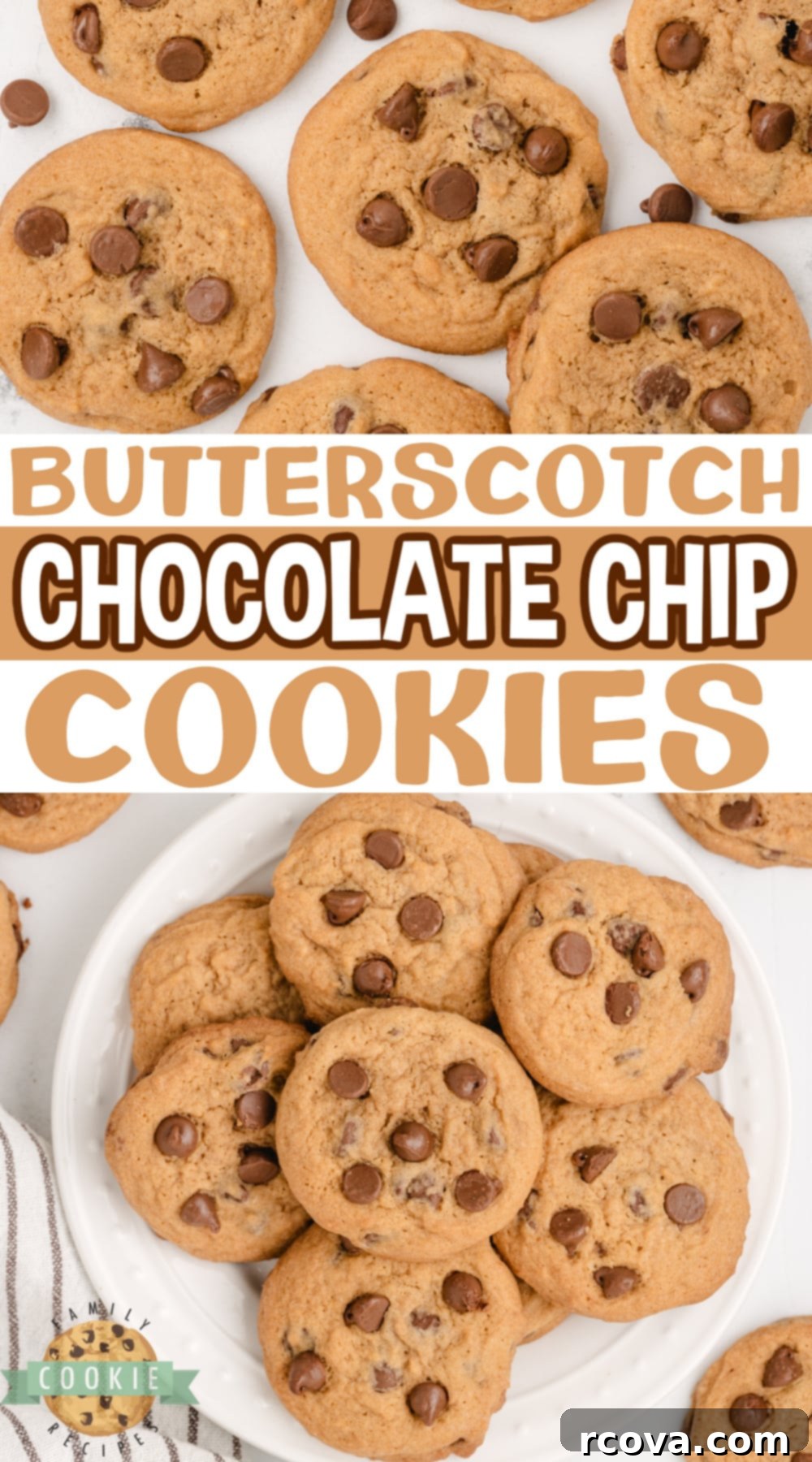 Golden Butterscotch Chocolate Chip Cookies 11 An inviting arrangement of Butterscotch Chocolate Chip Cookies on a plate, ready to be served.