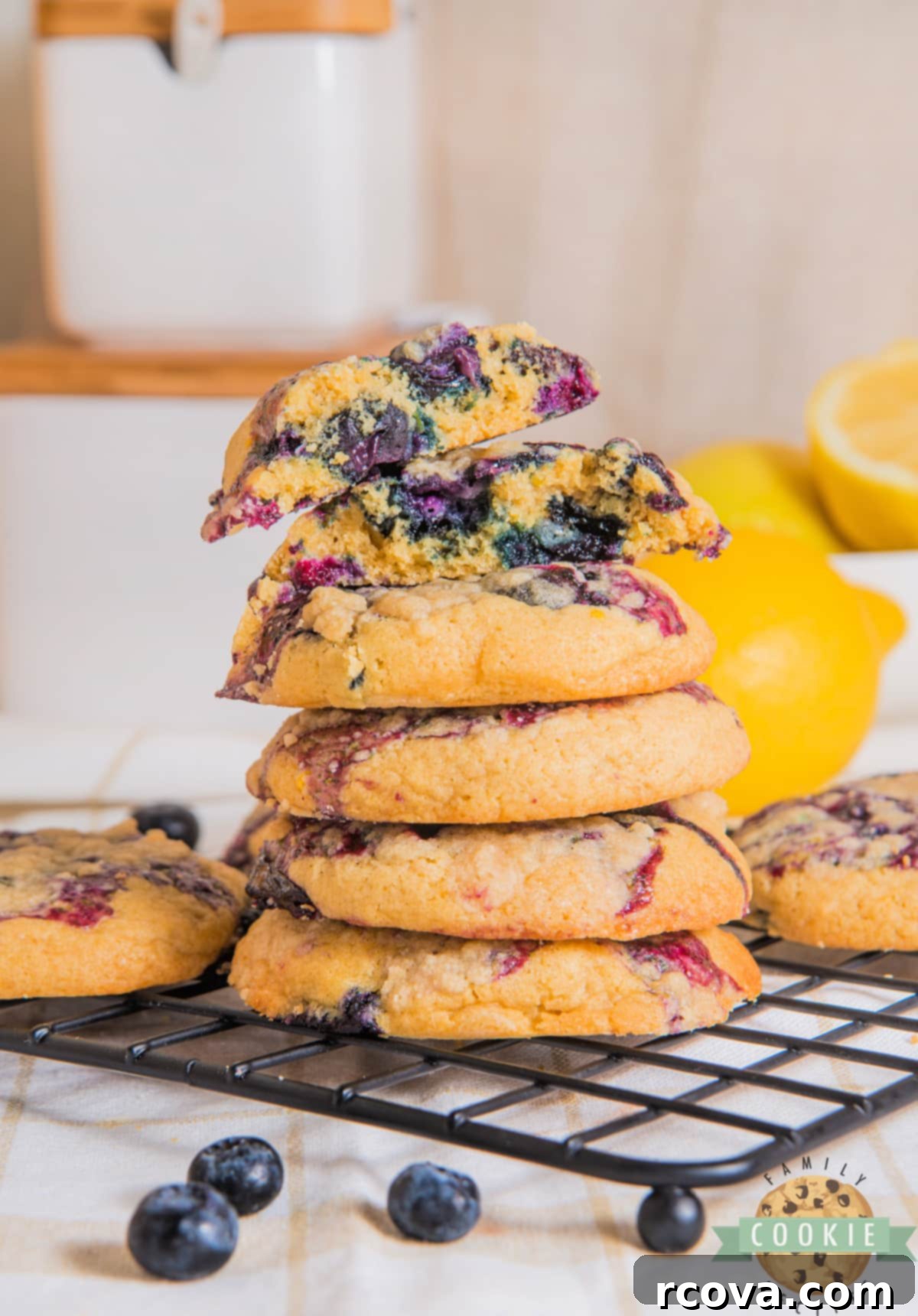 Sunshine Berry Muffin Cookies 16 Lemon Blueberry Muffin Cookies are a delightful blend of muffin and cookie, made with fresh blueberries, abundant lemon flavor, homemade jam, and a streusel topping.
