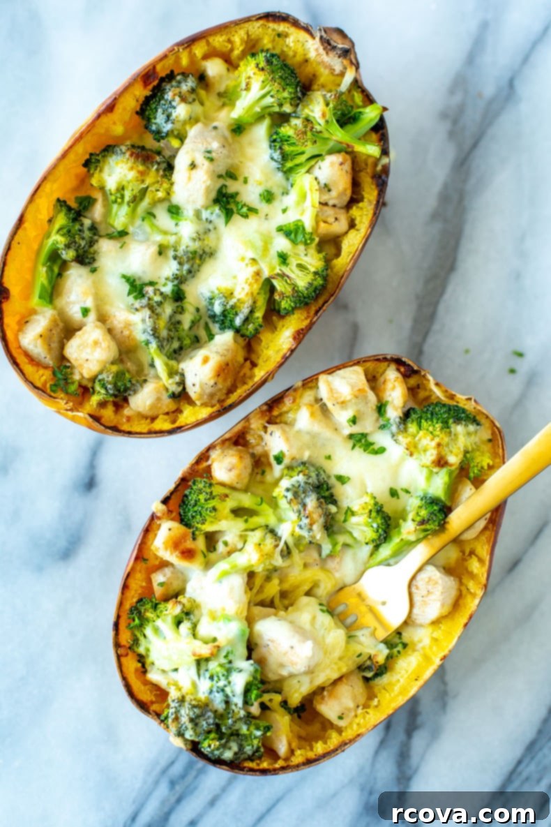 Golden Thread Alfredo 11 A delicious bowl of Spaghetti Squash Alfredo, perfect for a healthy dinner