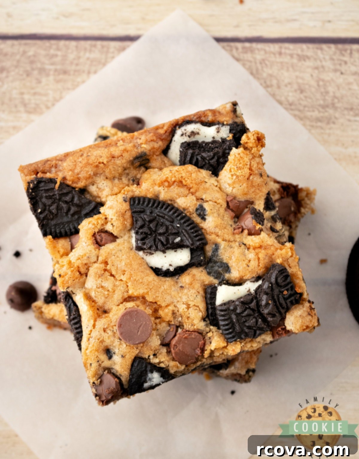 Ultimate Oreo Bars 10 A vibrant display of various Oreo Cookie Bars, including classic and potentially flavored variations, showing their appealing texture and plentiful Oreo chunks.