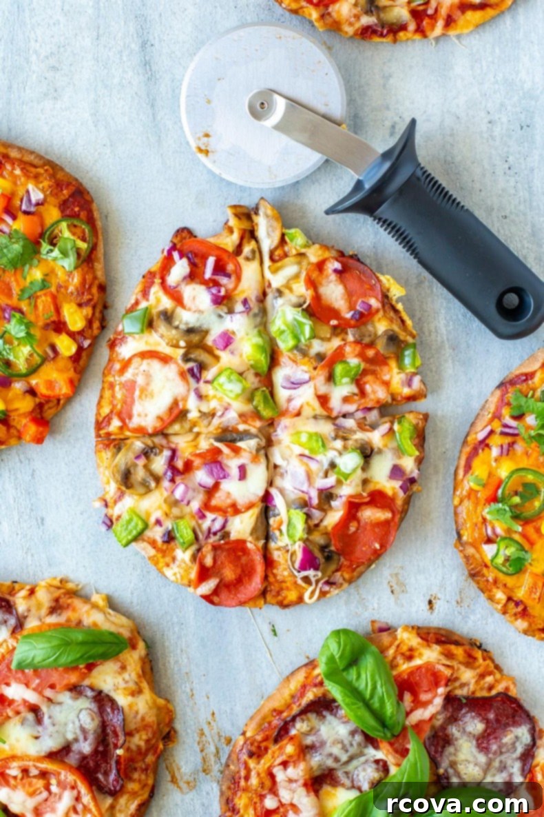 Quick and Easy Pita Pizza 3 Ways 7 Pita Pizza 3 Ways, showcasing a slice of deluxe, margherita, and tex-mex pizza