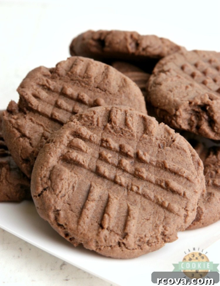 Effortless Chocolate Peanut Butter Cake Mix Cookies 3 Close-up of freshly baked chocolate peanut butter cake mix cookies on a cooling rack