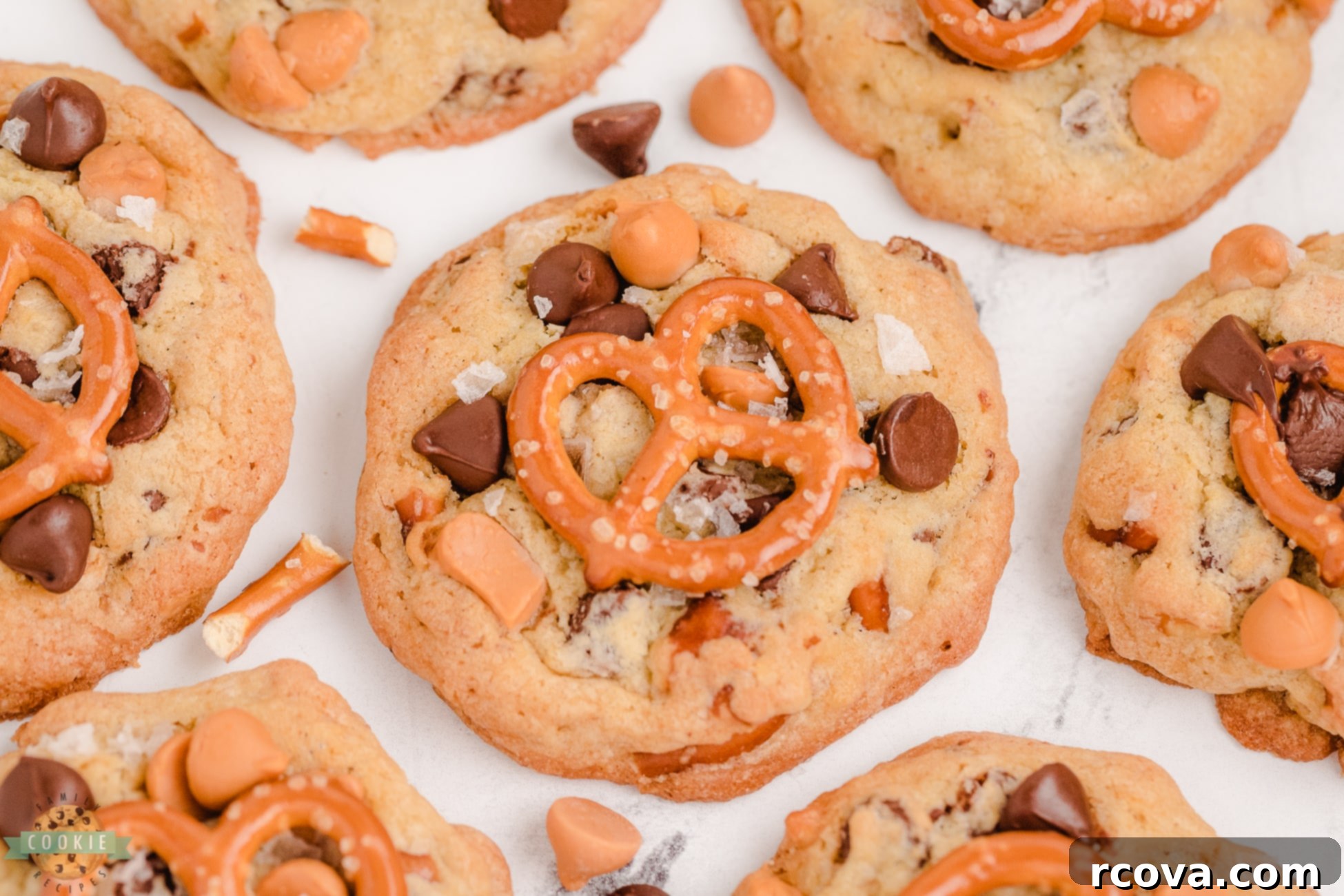 Butterscotch Pretzel Cookie Bliss 2 Delicious Sea Salt Butterscotch Pretzel Cookies topped with flaky sea salt