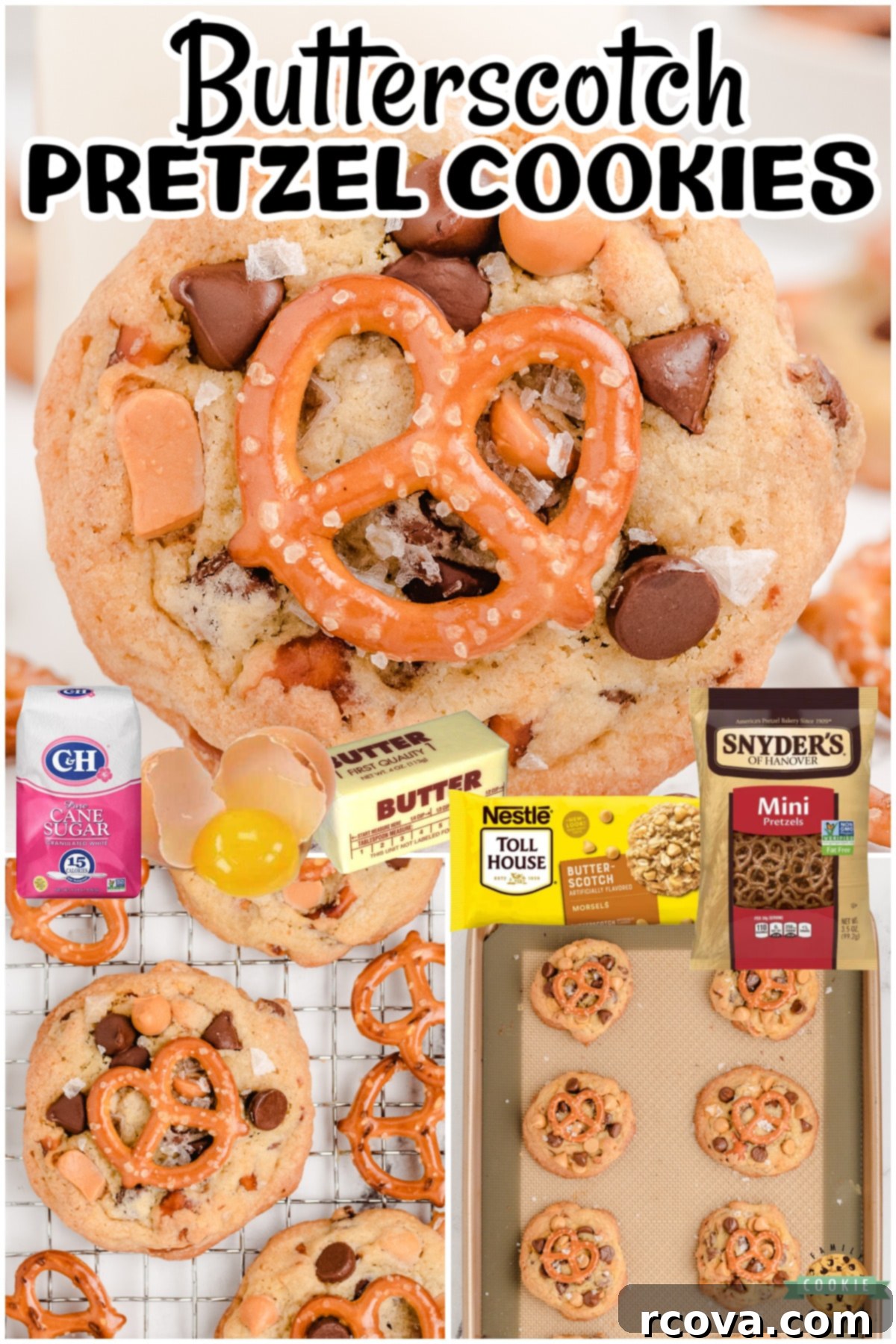 Butterscotch Pretzel Cookie Bliss 8 Sea Salt Butterscotch Pretzel Cookies are sweet and salty cookies that pack a crunch & a whole lot of flavor! With sea salt, pretzels, chocolate + butterscotch chips, these loaded cookies are amazing!