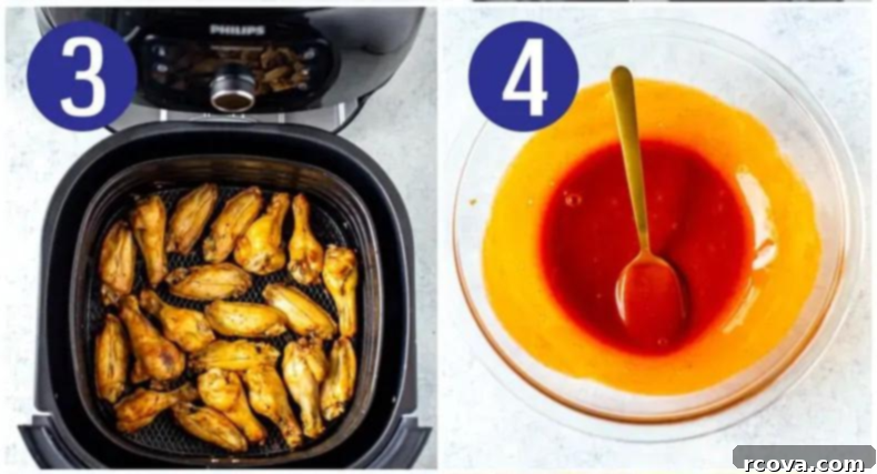 Ultimate Crispy Air Fryer Chicken Wings 6 Steps 3 and 4 for making Air Fryer Chicken Wings