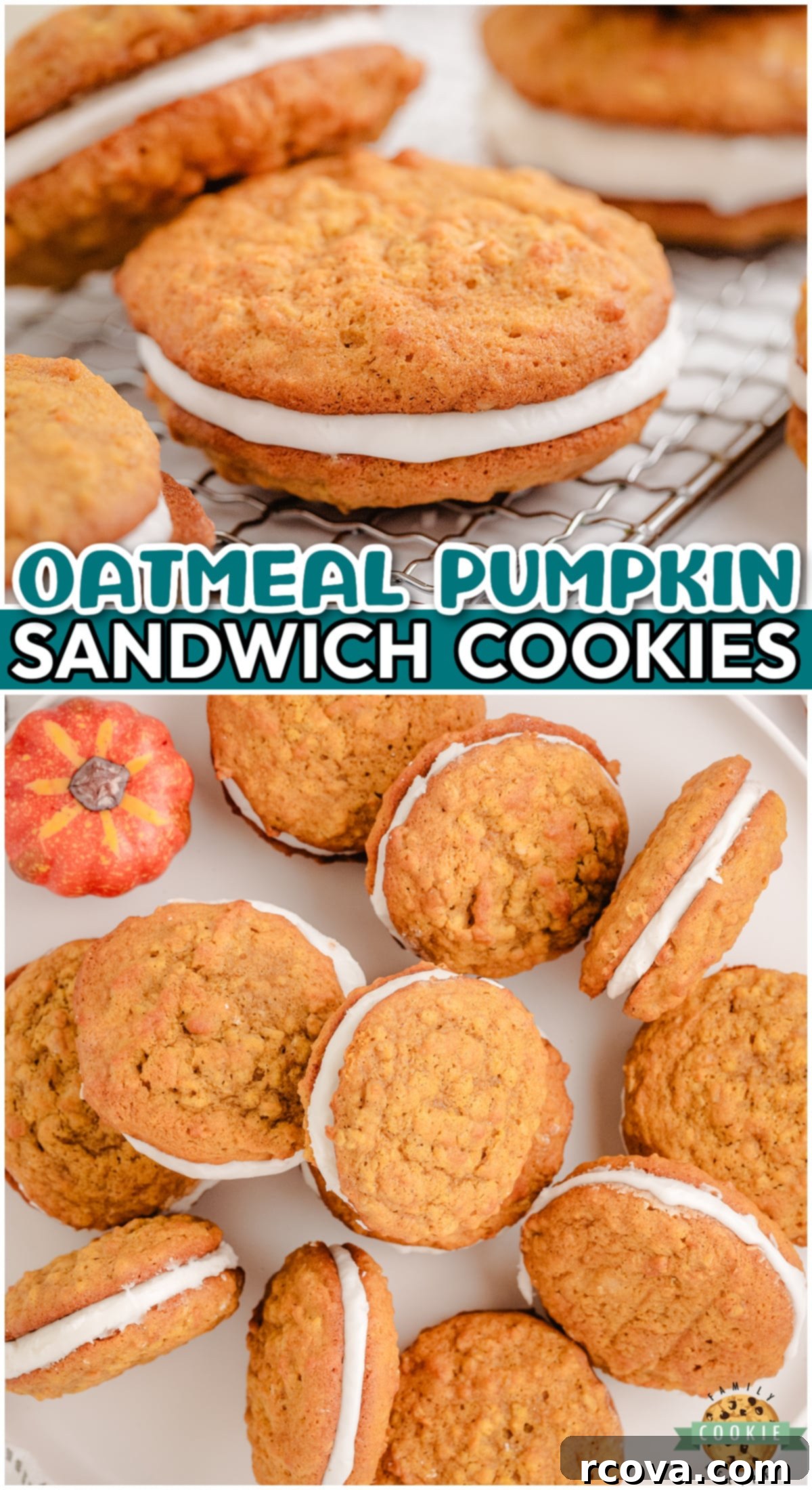 Pumpkin Patch Oat Sandwich Delights 9 Oatmeal Pumpkin Sandwich Cookies are a tasty spiced oatmeal cookies with a buttery maple frosting sandwiched in between! These sandwich cookies have delightful fall flavors everyone loves!