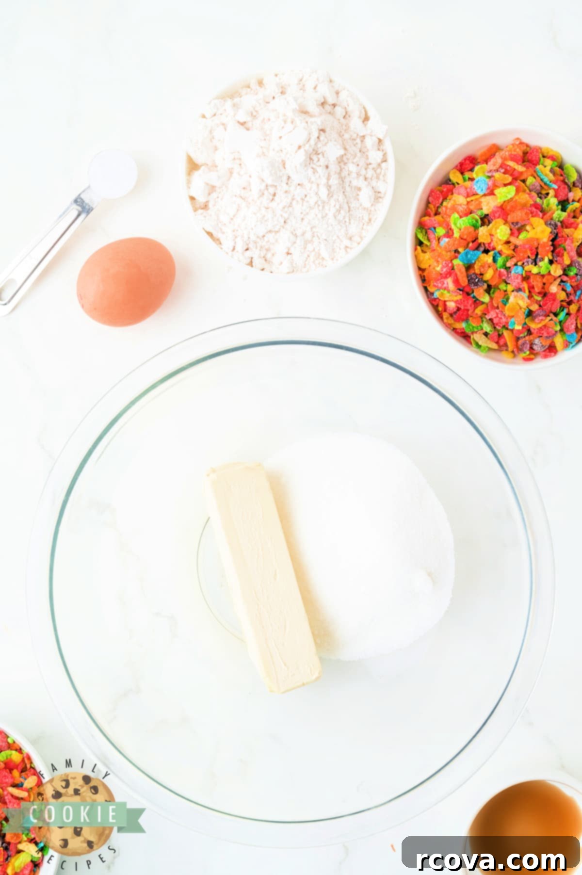 Vibrant Cereal Cookie Delights 5 Close-up of butter and granulated sugar creaming together in a mixing bowl.