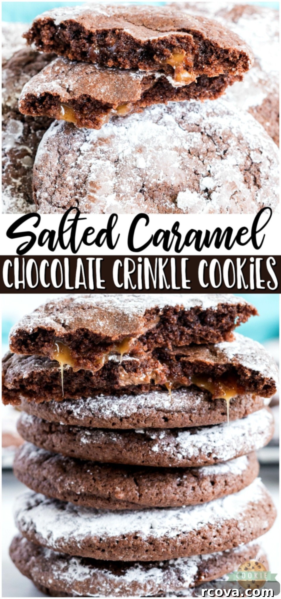 Decadent Caramel Chocolate Crinkle Cookies 12 Caramel chocolate crinkle cookies are soft & chewy cookies with a salted caramel filling. Traditional Chocolate Crinkle Cookies with caramel filling that everyone loves! A featured recipe for familycookieecipes.com