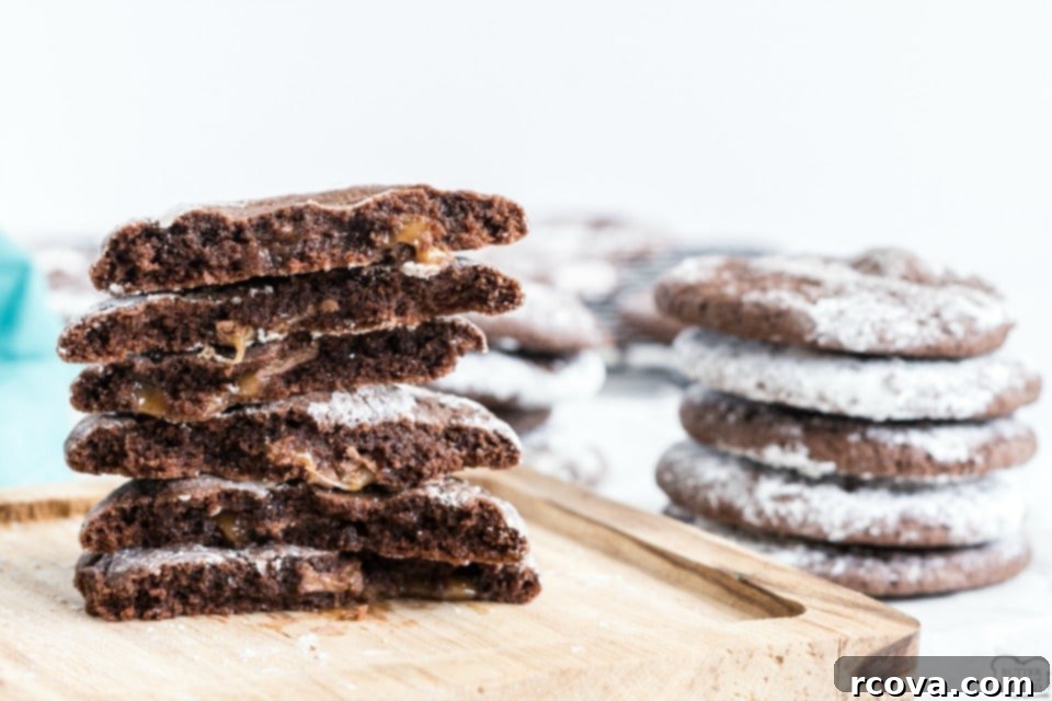 Decadent Caramel Chocolate Crinkle Cookies 3 Salted Caramel Chocolate Crinkle Cookies recipe, easy homemade dessert