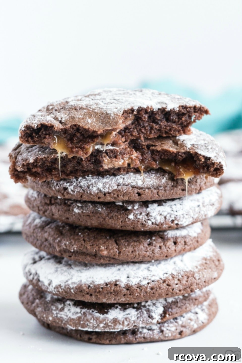 Decadent Caramel Chocolate Crinkle Cookies 8 Salted Caramel Chocolate Crinkle Cookies recipe, perfectly baked and dusted