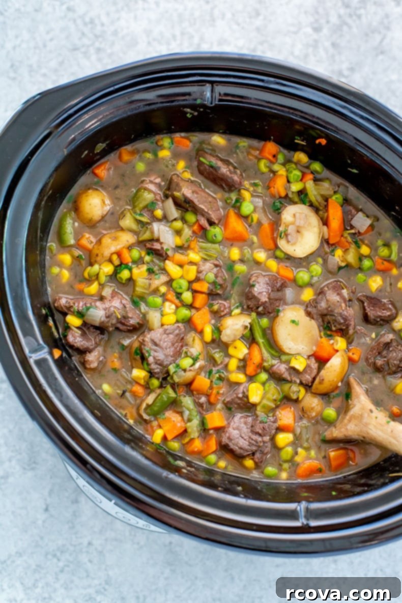 Ultimate Slow Cooker Beef Stew 6 Crockpot Beef Stew in a Bowl