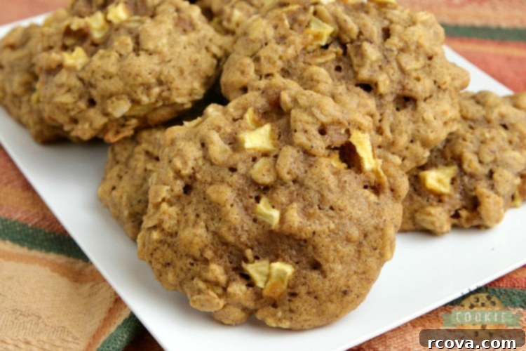 Autumn Spiced Apple Pumpkin Oat Cookies 5 A cooling rack filled with freshly baked Apple Pumpkin Oatmeal Cookies, ready to be enjoyed as a perfect fall treat.