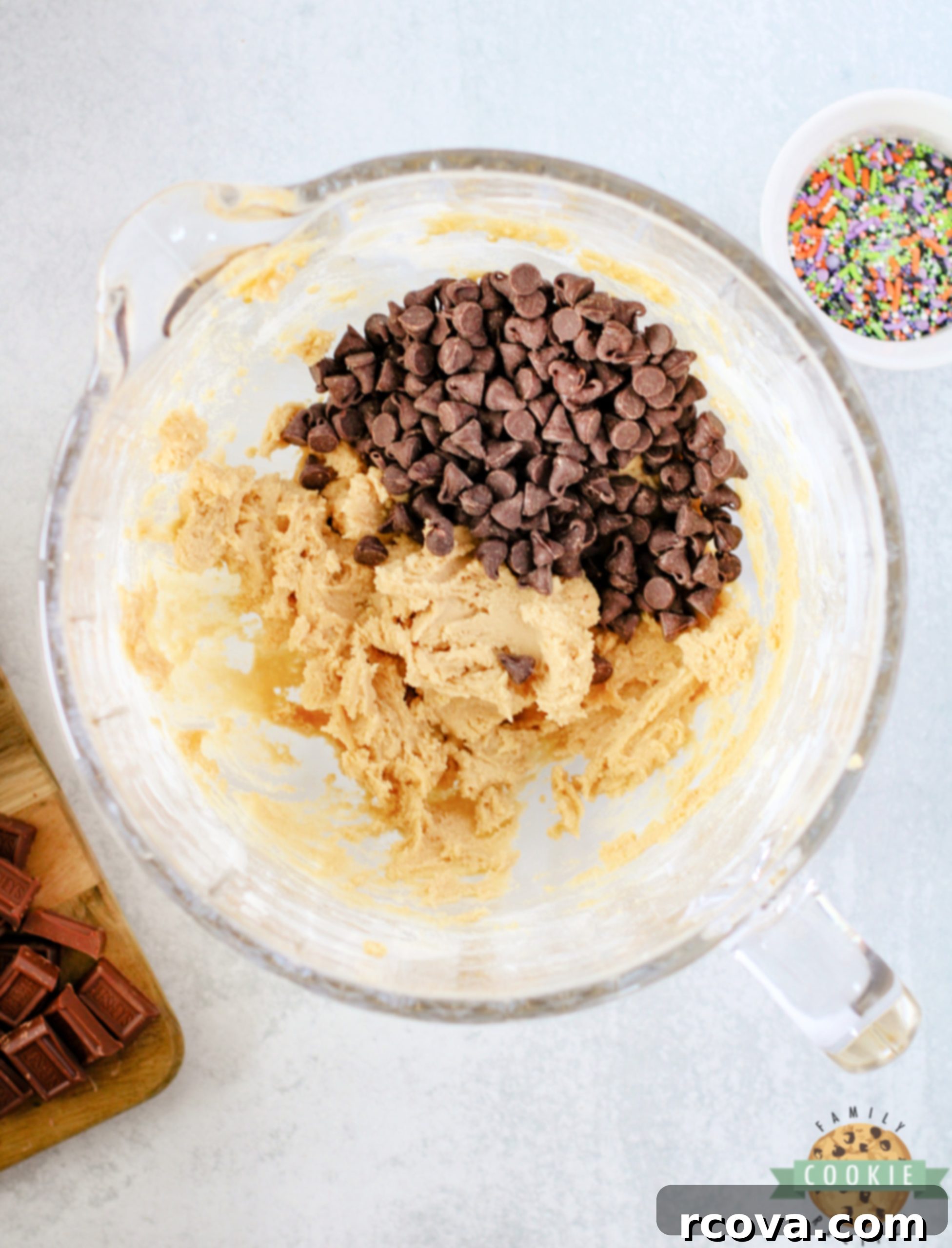 GIANT SMORES STUFFED COOKIES 6 Add chocolate chips to cookie dough.