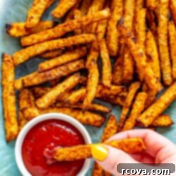 Healthy Crispy Air Fryer Jicama Fries 11 Crispy Air Fryer Jicama Fries, a healthy low-carb snack alternative.