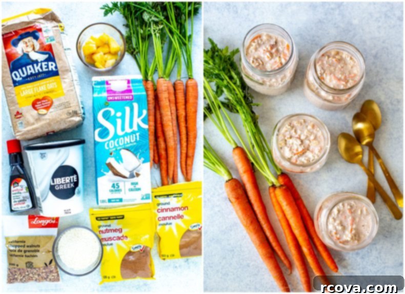 Wholesome Carrot Cake Overnight Oats for Effortless Meal Prep 4 Overnight Carrot Cake Oats with Ingredients